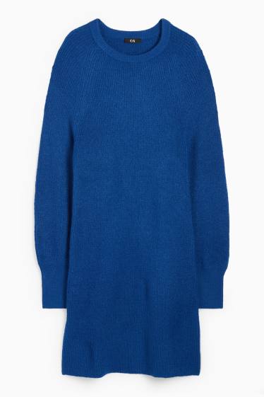 Femei - Rochie tricotată - reiată - albastru