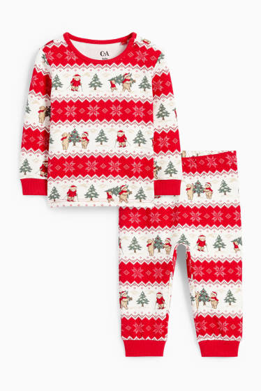 Unisex - Mini Me - pijama pentru bebeluși, cu motive de Crăciun - 2 piese - cu model - alb / roșu