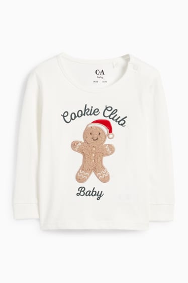 Unisex - Mini Me - turtă dulce - pijama pentru bebeluși cu pantaloni din flanel, cu motive de Crăciun - alb / roșu