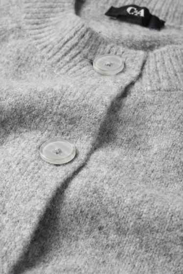 Femei - Cardigan tricotat - gri deschis melanj