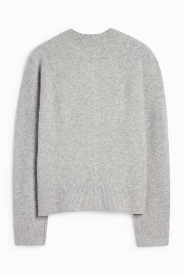 Femei - Cardigan tricotat - gri deschis melanj