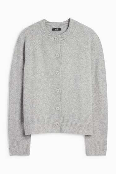 Femei - Cardigan tricotat - gri deschis melanj