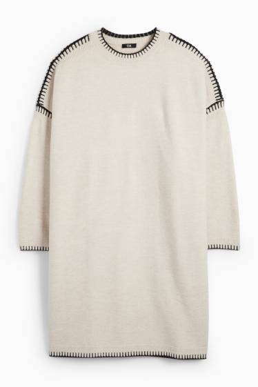 Femei - Rochie din tricot - straight fit - bej deschis