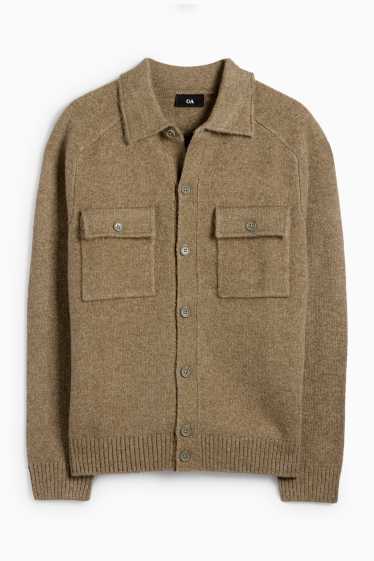 Bărbați - Cardigan tricotat - verde deschis