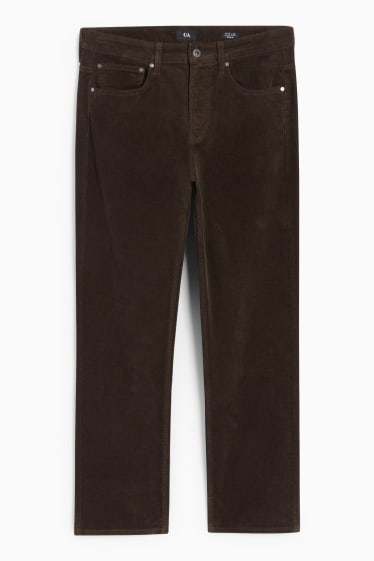 Bărbați - Pantaloni din catifea reiată - regular fit - maro închis