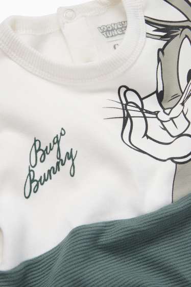Bebeluși - băieți - Bugs Bunny - bluză de molton bebeluși - verde / alb-crem