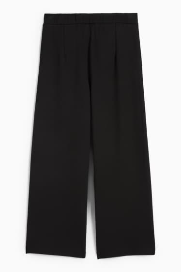 Femei - Pantaloni din jerseu cu curea - talie înaltă - wide leg - negru