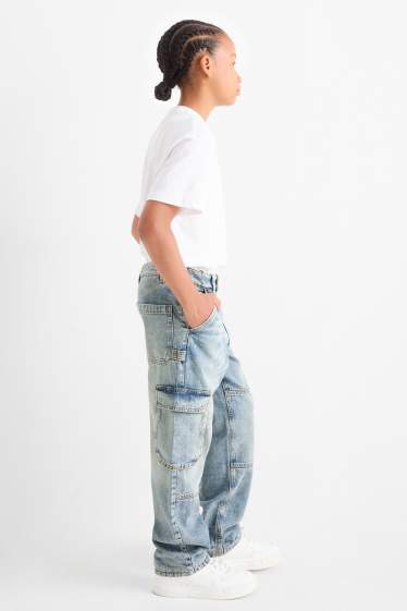 Copii - Băieți - Cargo jeans - jeans termoizolanți - denim-albastru deschis