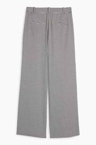 Femei - Pantaloni office - talie înaltă - loose fit - în carouri - negru / alb