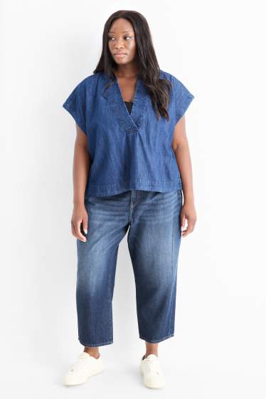 Femei - Barrel jeans - talie înaltă - denim-albastru