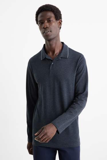 Bărbați - Tricou polo - slim fit - albastru închis