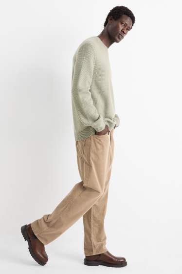 Bărbați - Pantaloni din catifea reiată - relaxed fit - taupe