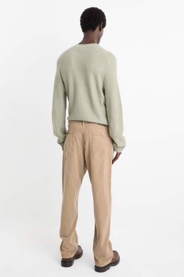 Bărbați - Pantaloni din catifea reiată - relaxed fit - taupe