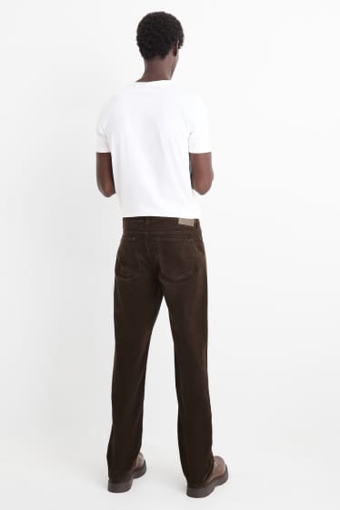 Bărbați - Pantaloni din catifea reiată - regular fit - maro închis