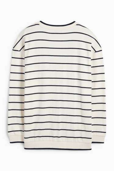 Femei - Cardigan tricotat - cu dungi - alb-crem