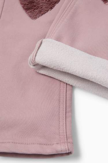 Copii - Fete - Inimă - flared jeans - jeans termoizolanți - roz