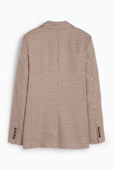 Femei - Blazer lung - regular fit - în carouri - maro deschis
