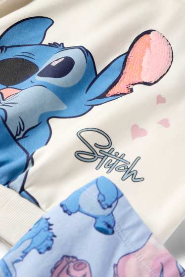 Copii - Fete - Lilo & Stitch - set - bluză de molton și colanți evazați - alb-crem