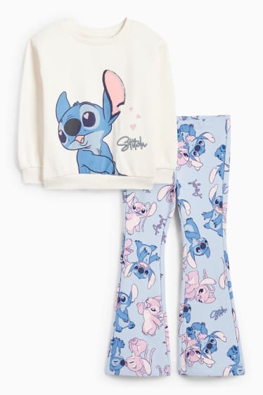 Copii - Fete - Lilo & Stitch - set - bluză de molton și colanți evazați - alb-crem