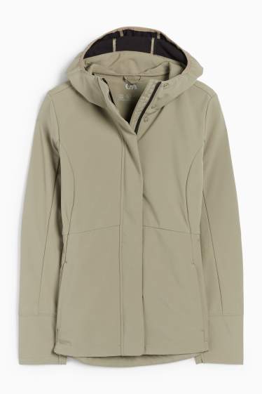 Femei - Geacă softshell cu glugă - rezistentă la apă - 4 Way Stretch - verde deschis