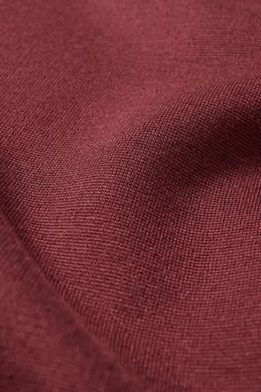 Femei - Tricou crop cu mânecă lungă - bordo
