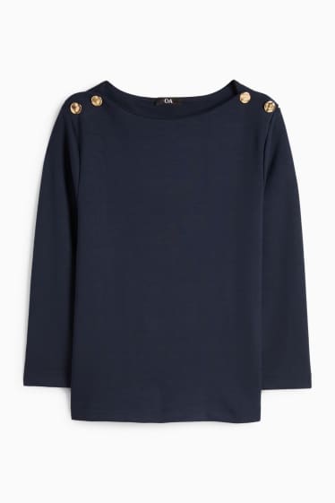 Femei - Tricou cu mânecă lungă - albastru închis