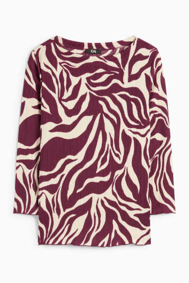 Damen - Langarmshirt - gemustert - strukturiert - lila