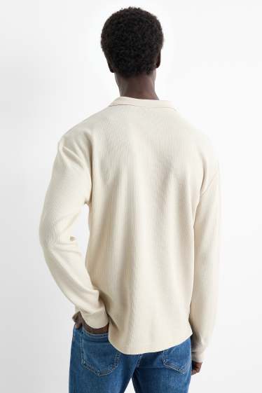 Bărbați - Tricou polo - regular fit - structurat - alb-crem