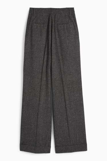 Femei - Pantaloni de stofă - talie înaltă - wide leg - structurați - gri închis