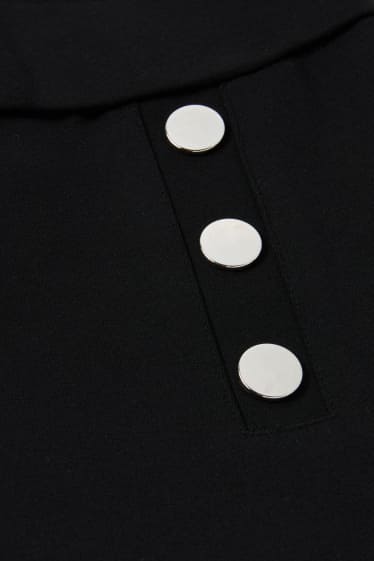 Femei - Pantaloni din jerseu - talie înaltă - wide leg - negru