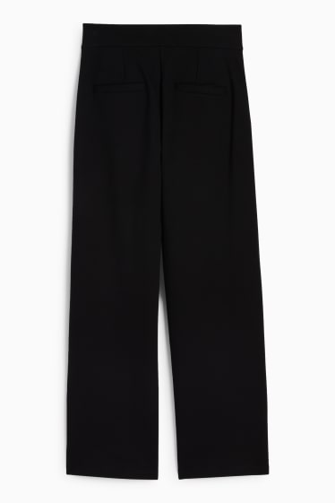 Femei - Pantaloni din jerseu - talie înaltă - wide leg - negru