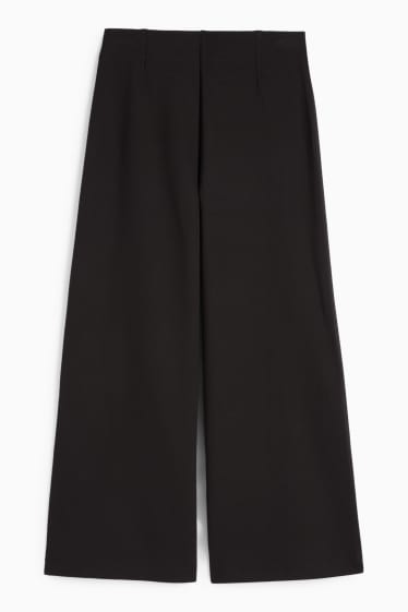 Femei - Pantaloni din jerseu - talie înaltă - wide leg - negru
