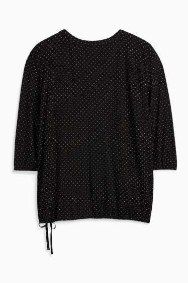 Femei - Tricou cu mânecă lungă - cu buline - negru