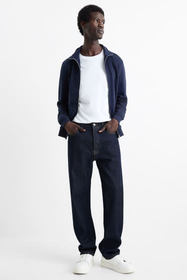 Bărbați - Regular jeans cu fentă cu nasturi - denim-albastru închis