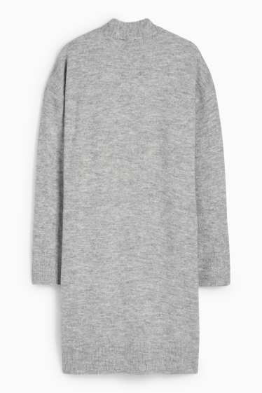 Femei - Cardigan tricotat lung - gri