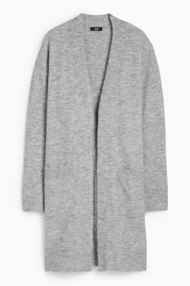 Femei - Cardigan tricotat lung - gri