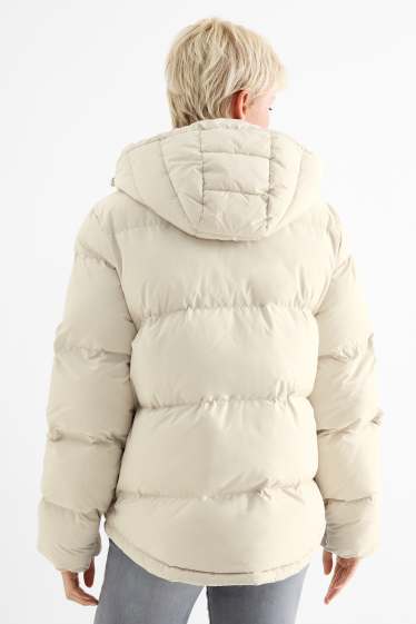 Women - Quilted jacket with hood - water-repellent - light beige