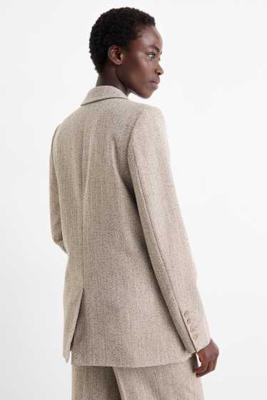 Femei - Blazer lung - regular fit - structurat - gri melanj