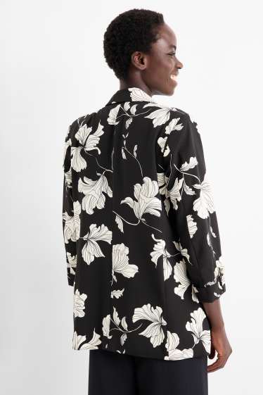 Femei - Blazer office - relaxed fit - cu flori - negru / alb