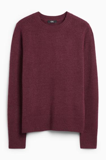 Femei - Pulover din tricot fin - bordo