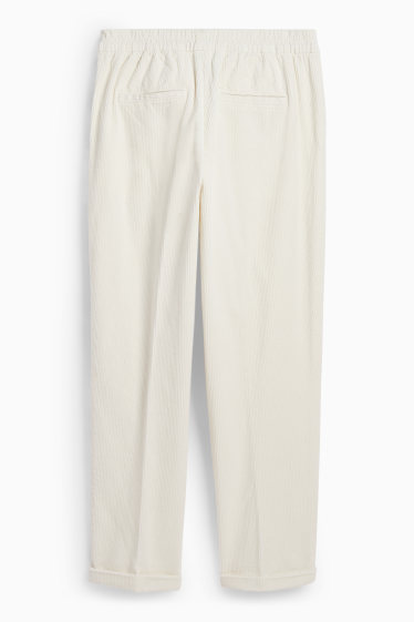 Damen - Cordhose - High Waist - Tapered Fit - LYCRA® - cremeweiß
