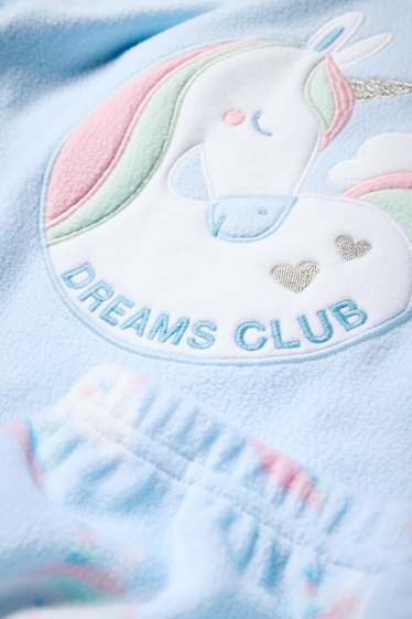Copii - Fete - Unicorn - pijama de fleece - 2 piese - albastru deschis