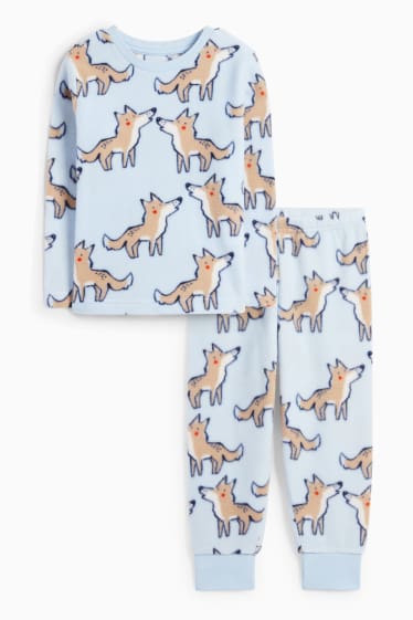 Children Boys - Wolf - fleece pyjamas - 2 piece - light blue