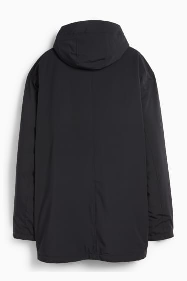 Bărbați - Parka cu glugă - căptușită - rezistentă la apă - negru