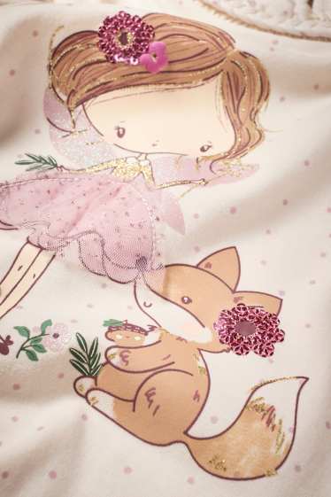 Copii - Fete - Zână și vulpe - tricou cu mânecă lungă - cu buline - alb-crem