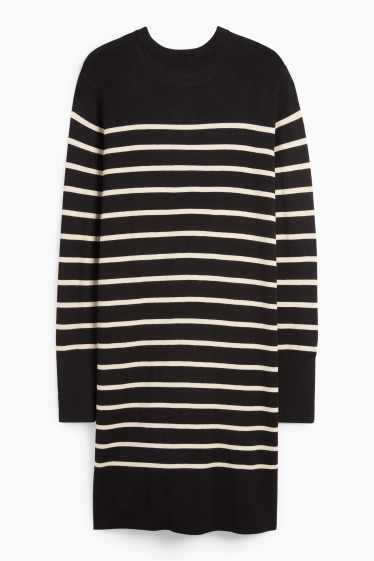 Femei - Rochie din tricot fin - straight fit - cu dungi - negru / nej