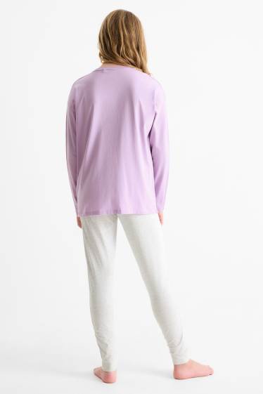Copii - Fete - Fluture - pijama - 2 piese - violet deschis