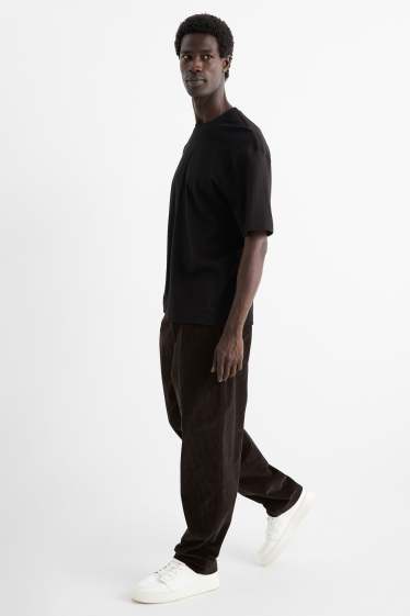 Bărbați - Chino din catifea reiată - relaxed fit - negru