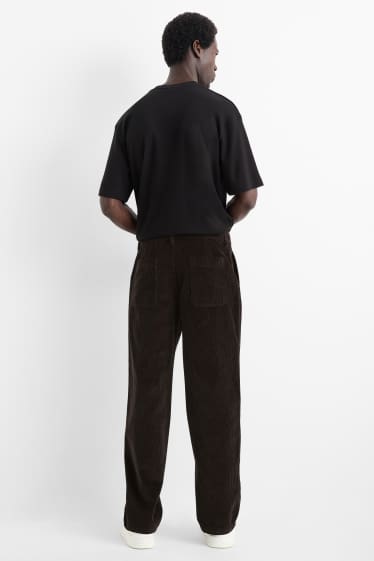 Bărbați - Chino din catifea reiată - relaxed fit - negru