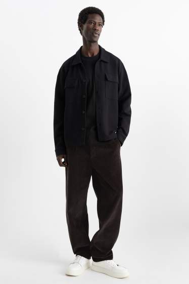 Bărbați - Chino din catifea reiată - relaxed fit - negru